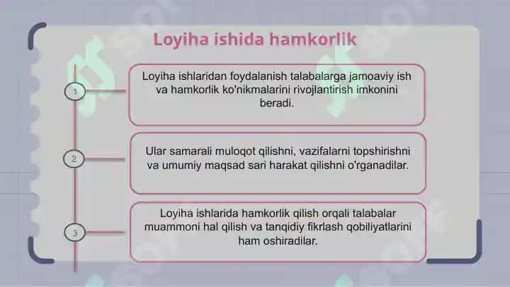 Loyiha ishlaridan foydalanish 8