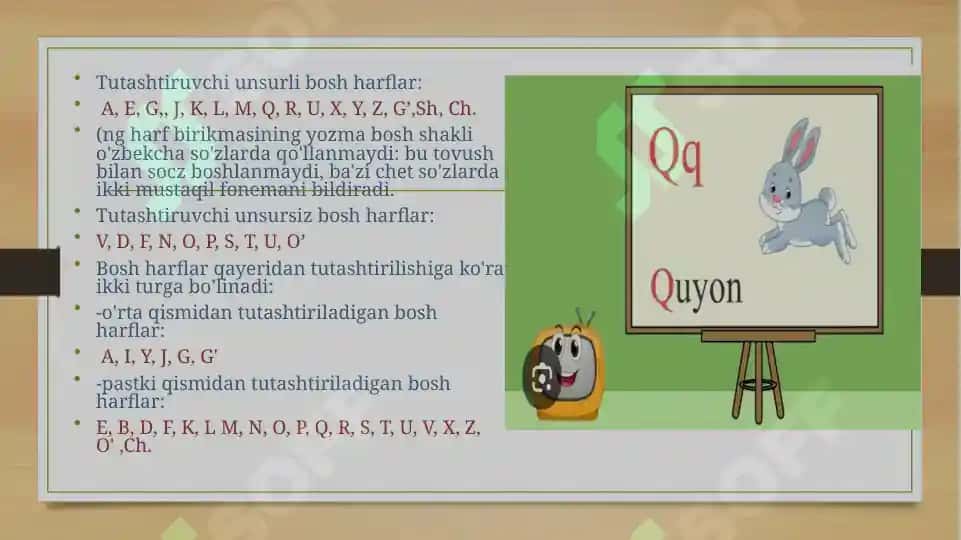 Oʻrta qismidan tutashtiriladigan harflar va unga oid soʻzlar yozish 2