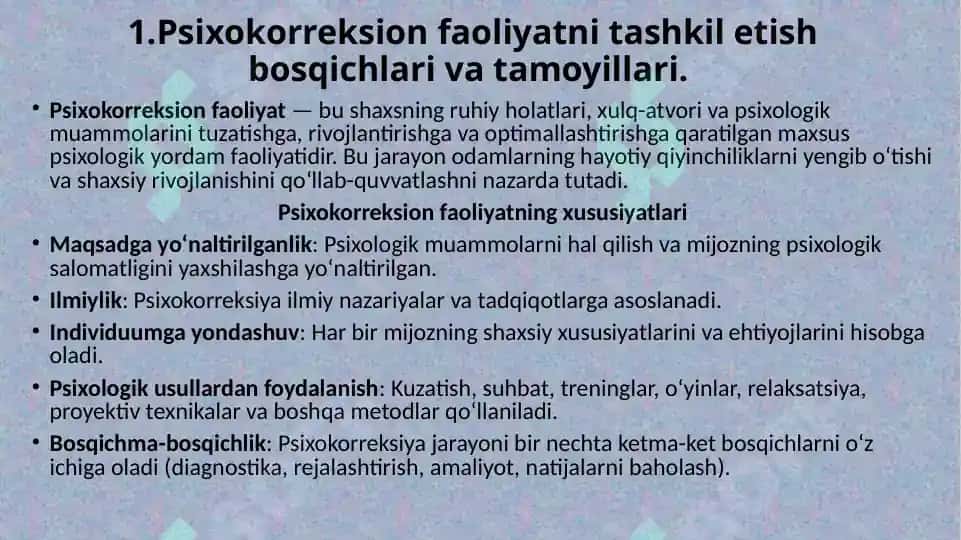 Korreksion ishlarni tashkil etish bosqichlari va tamoyillari 4