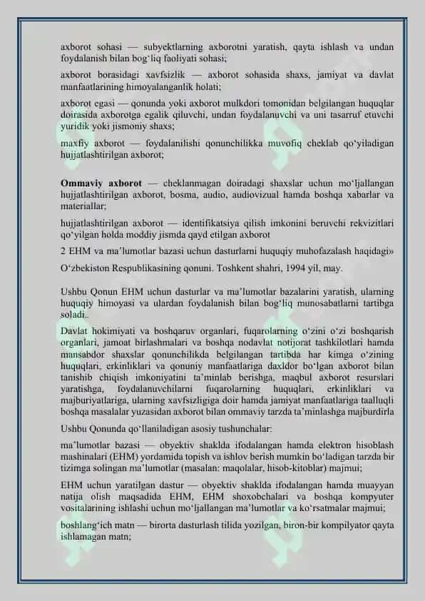 Kiberxavfsizlikka oid milliy va xorijiy me’yoriy-huquqiy hujjatlar tahlili 2