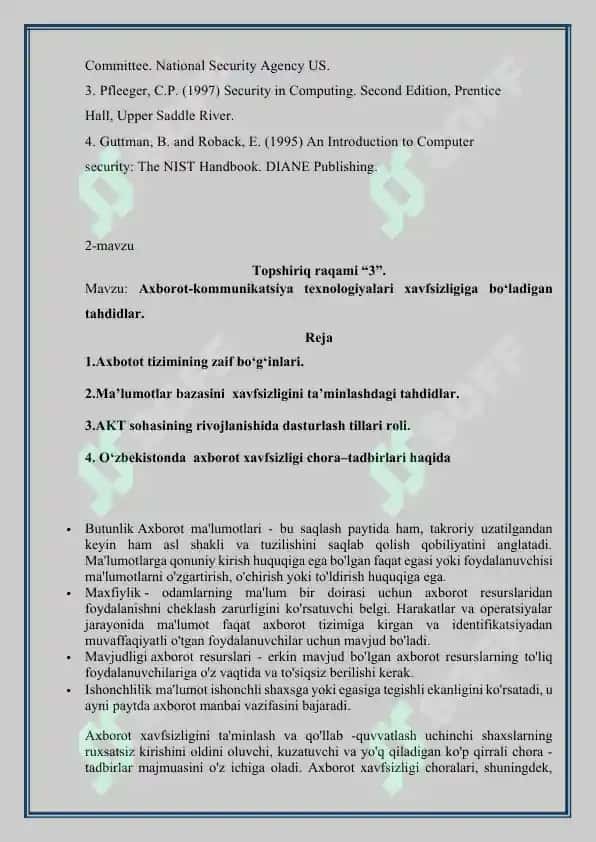 Kiberxavfsizlikka oid milliy va xorijiy me’yoriy-huquqiy hujjatlar tahlili 7