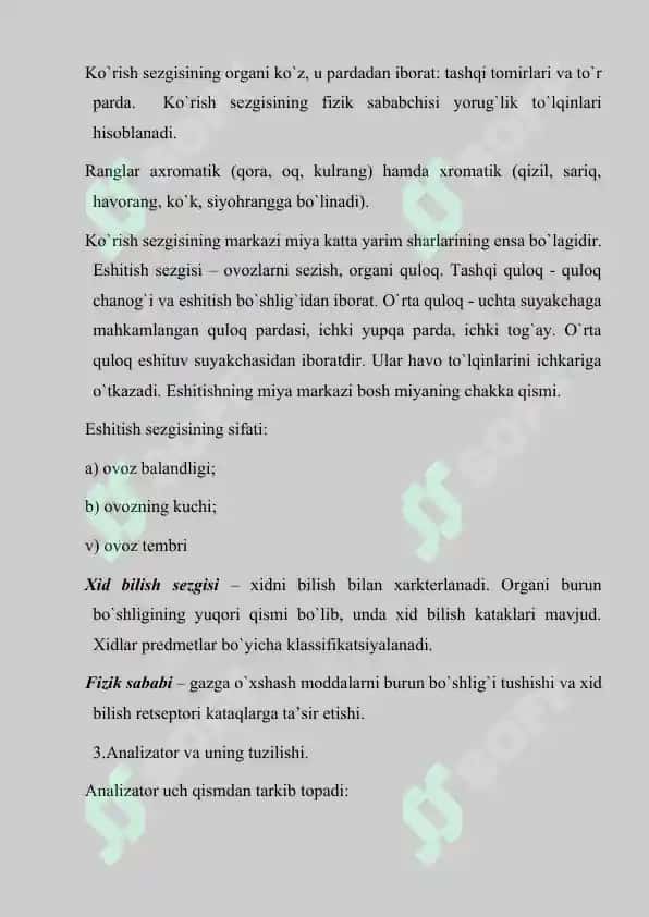 Sezgilar klassifikatsiyasi. Sezgilarning uzgaruvchan shakllari 4