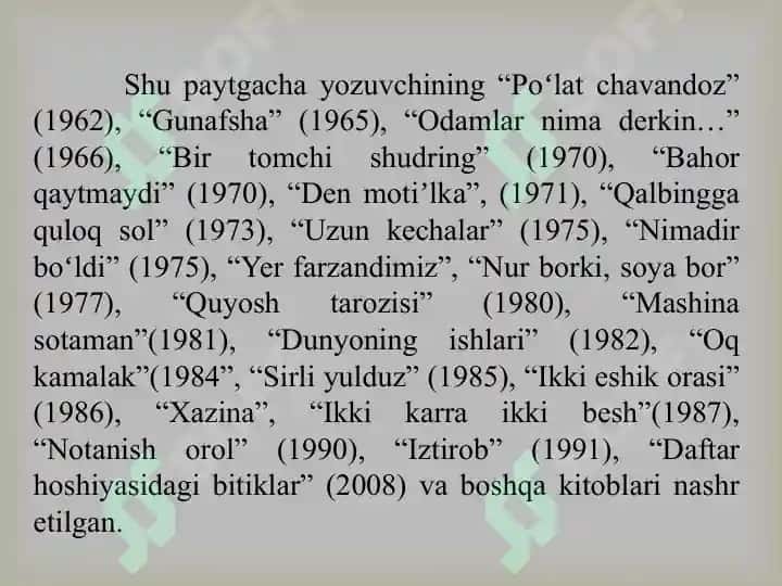 XX asr O'zbek adabiyotining til xususiyatlari 2