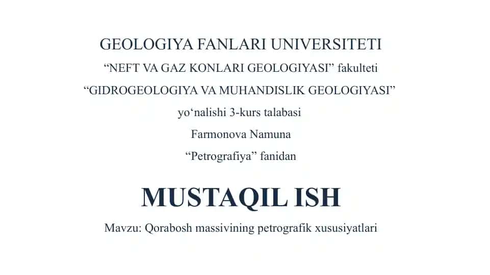 Qorabosh massivining petrografik xususiyatlari 1