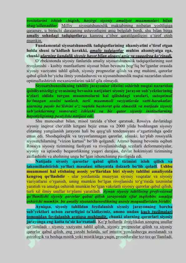 1-mavzu. “Siyosiy tahlil va bashorat” – fanning yo‘nalishi va ijtimoiy faoliyat turi sifatida 3