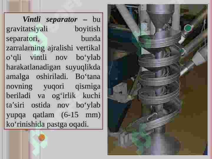Vintli separatorlarda boyitish 2