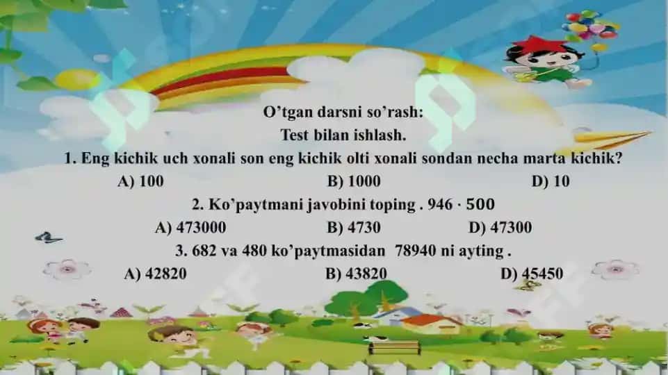 4-sinf matematika Ko’p xonali sonlarni ayirish 5