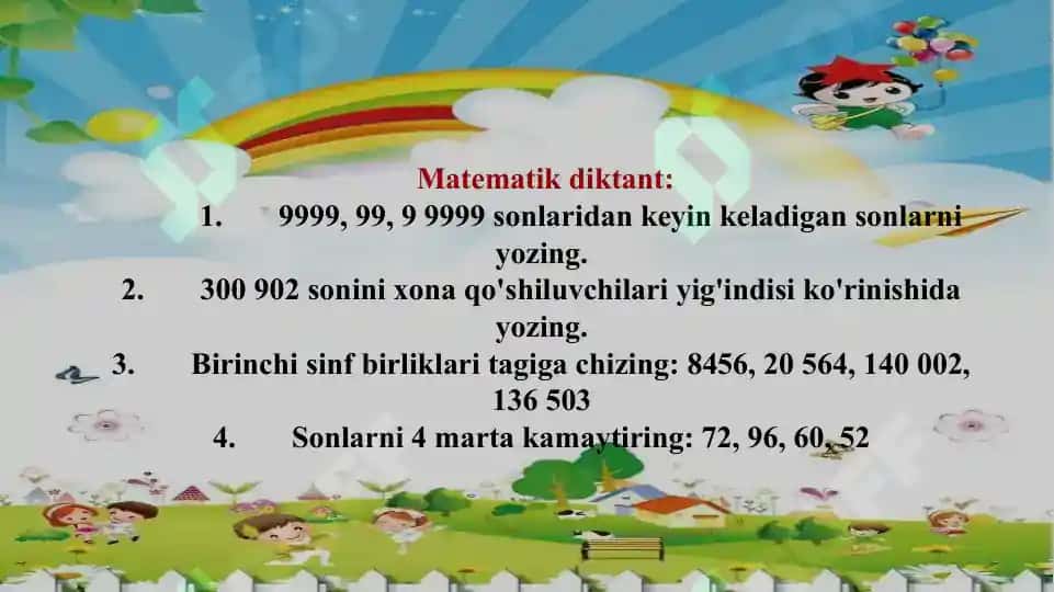 4-sinf matematika Ko’p xonali sonlarni ayirish 6