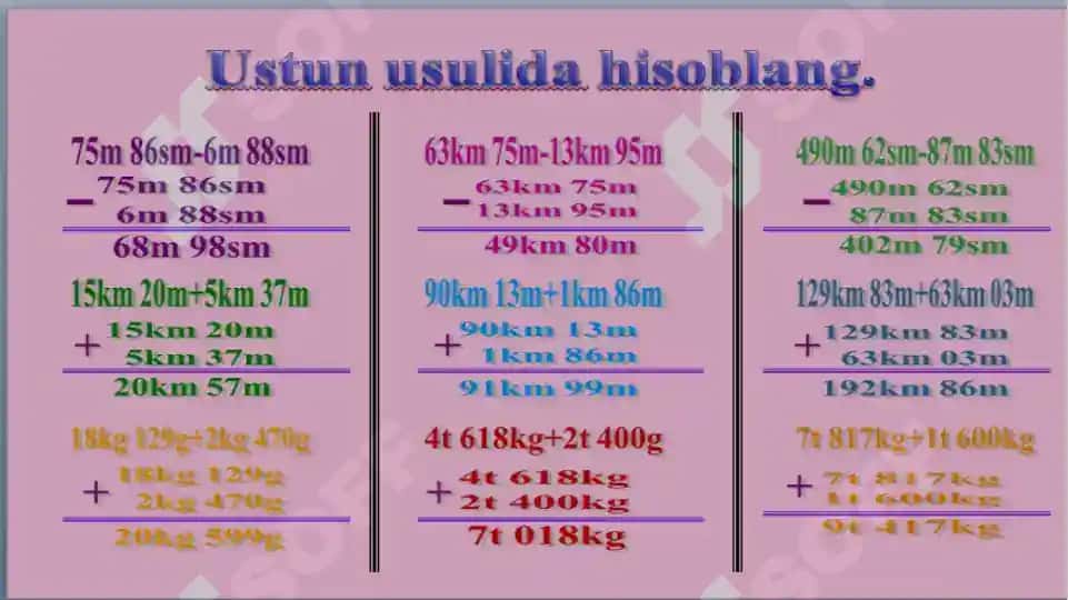 4-sinf matematika Ko’p xonali sonlarni ayirish 8