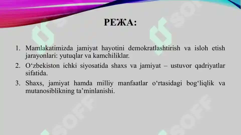 Mamlakatda fuqarolik jamiyatini rivojlantirishda ichki siyosatning ahamiyati 2