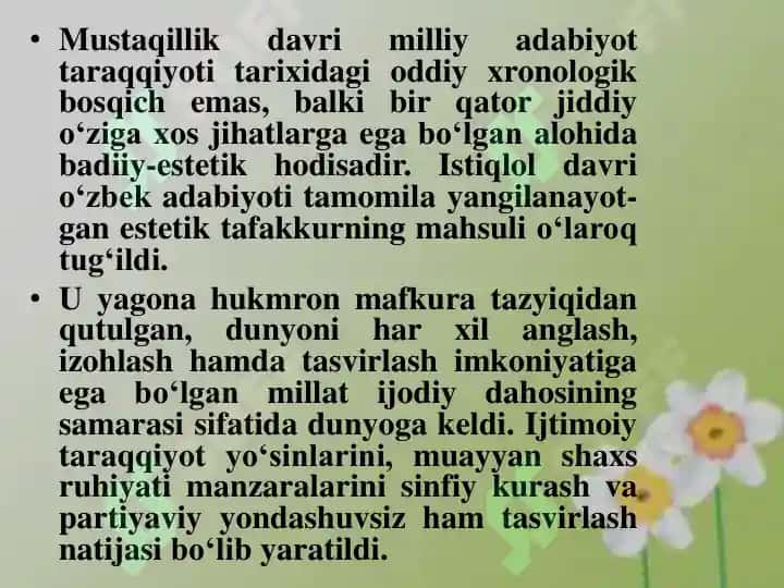 Mustaqillik davri adabiyoti 2