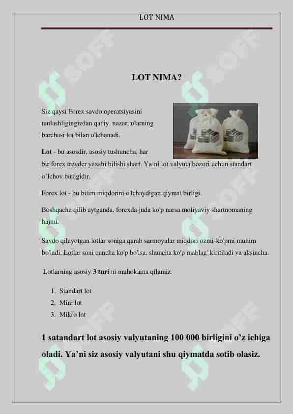 Lot nima? 4-dars.Forex