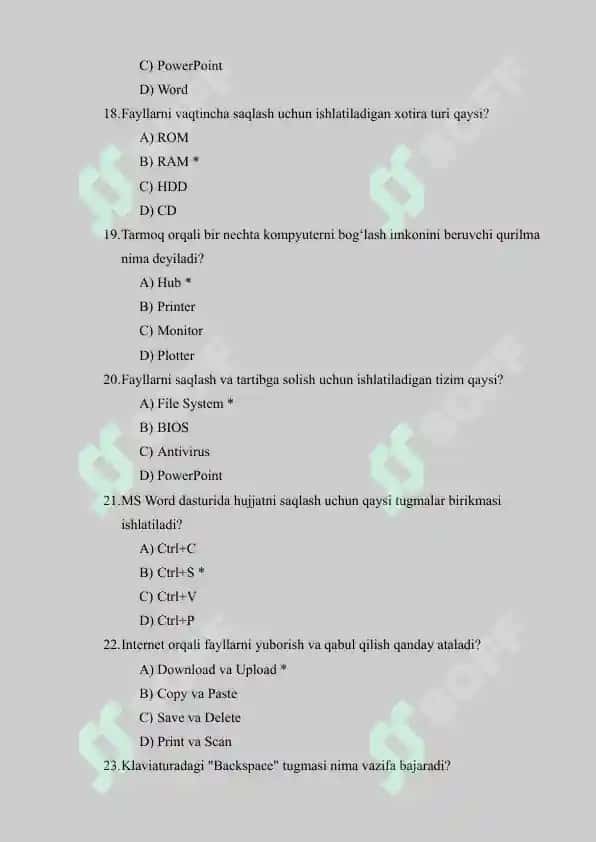 Informatika fanidan 101 ta test 4