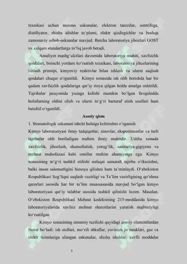 Tibbiyot (stomatologiya) bo'yicha tanishuv amaliyot hisoboti 2