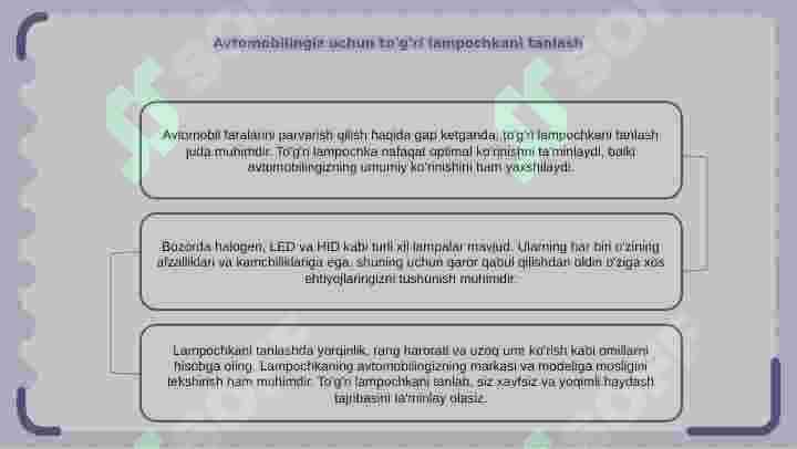 Avtomobil faralariga texnik xizmat ko rsatish_B.M.I_slaydi 6