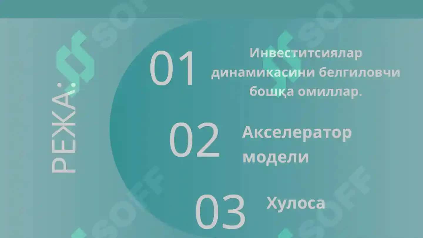 Инвеститсиялар динамикасини белгиловчи бошқа омиллар. Акселератор модели. 2