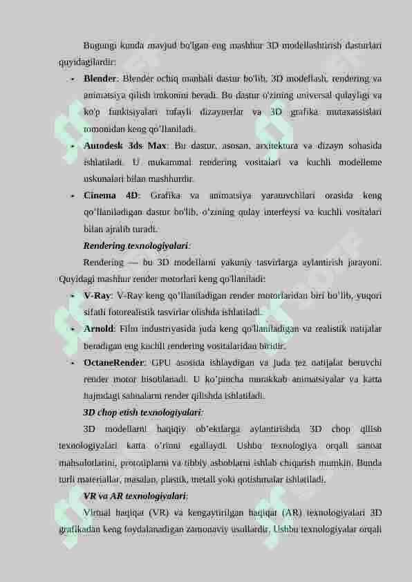3 oʻlchovli grafika imkoniyatlarini loyihalashda qoʻllash texnologiyalar 4