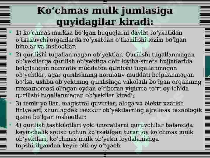 Yuridik va jismoniy shaxslardan olinadigan Mol-mulk solig'i 5
