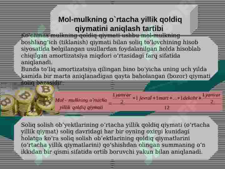 Yuridik va jismoniy shaxslardan olinadigan Mol-mulk solig'i 7