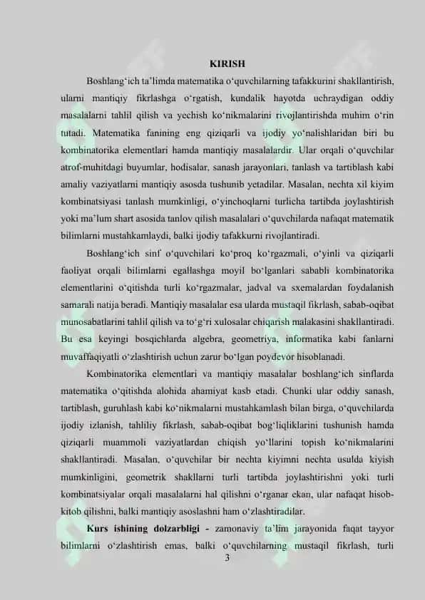 Boshlang‘ich sinflarda kombinatorika elementlari va mantiqiy masalalar 3