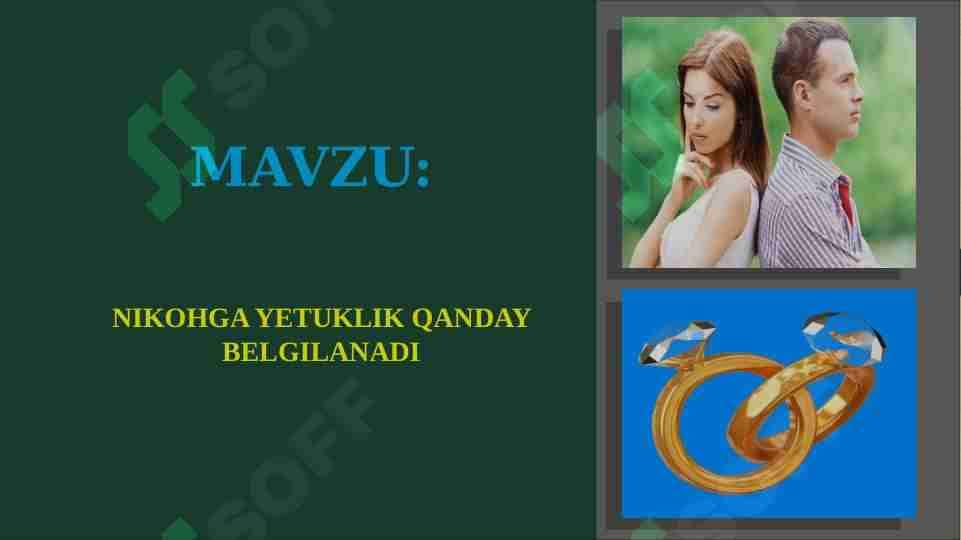 NIKOHGA YETUKLIK QANDAY BELGILANADI 1