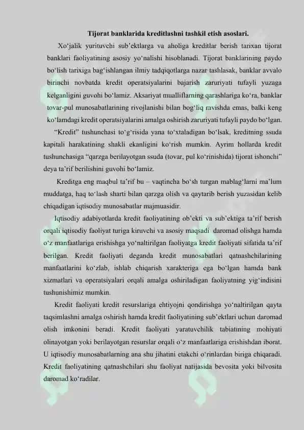 Kredetning asosiy funktsiyalari va tashkil qilish asoslari 2