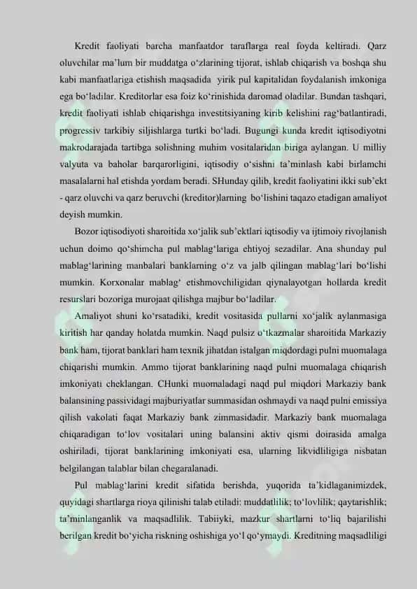 Kredetning asosiy funktsiyalari va tashkil qilish asoslari 3