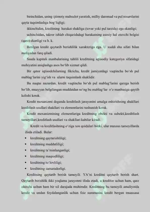 Kredetning asosiy funktsiyalari va tashkil qilish asoslari 7
