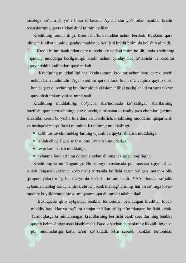 Kredetning asosiy funktsiyalari va tashkil qilish asoslari 8