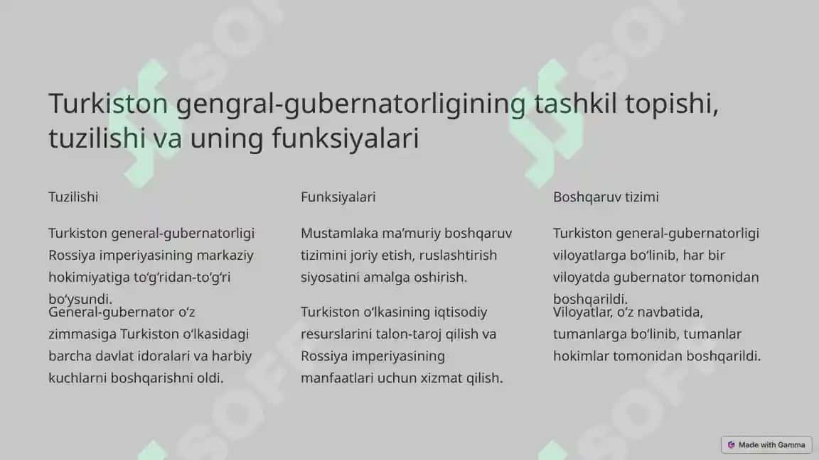Rossiya imperiyasining Turkistondagi mustamlaka siyosati va xalq ozodlik harakatlari 3