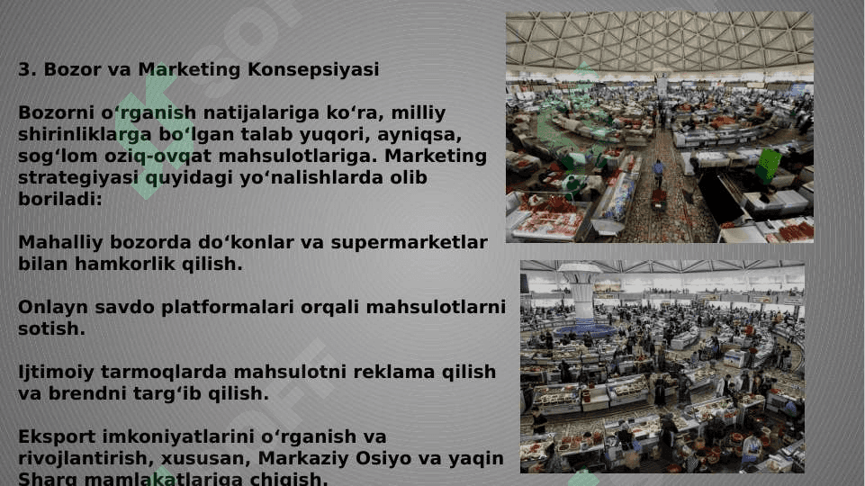 Milliy shirinliklar ishlab chiqaruvchi korxona tashkil qilish uchun biznes reja. (mavzu asosida loyiha ishi) 6