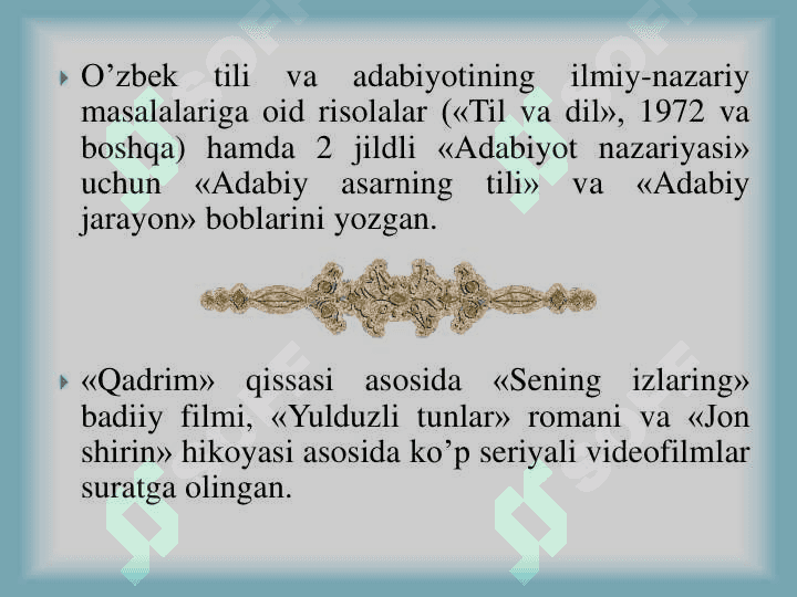 Pirimqul Qodirov hayoti va ijodi. 8