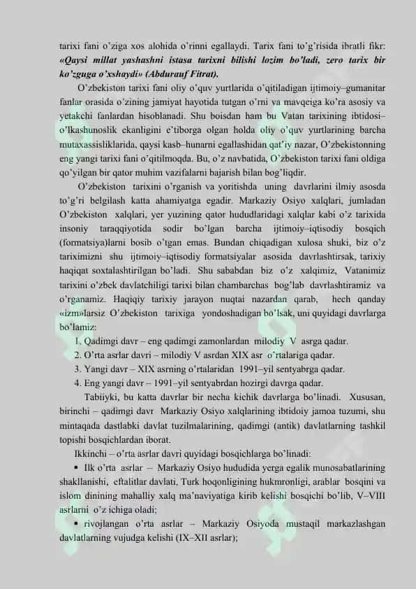 O'zbekistonning eng yangi tarixi fanidan ma'ruzalar 4