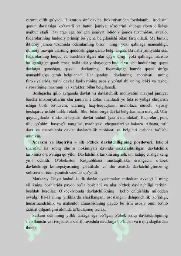 O'zbekistonning eng yangi tarixi fanidan ma'ruzalar 6