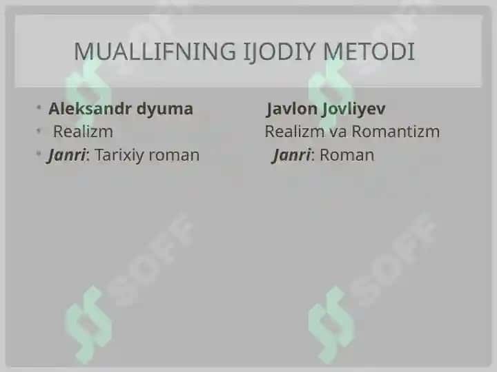 “Graf monte Kristo” va “qo’rqma” romanlari tahlili 6