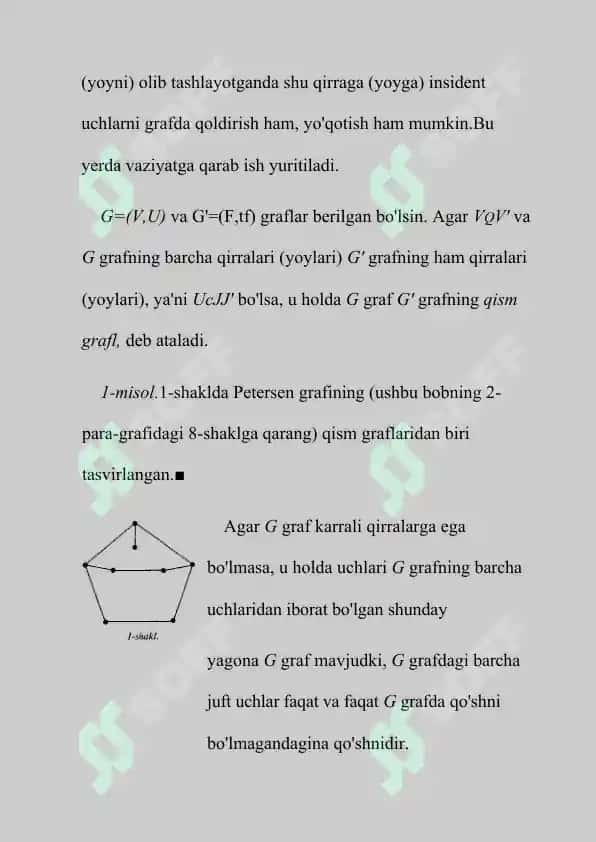 Graf uchlari darajasi. Graf qirralari soni 7