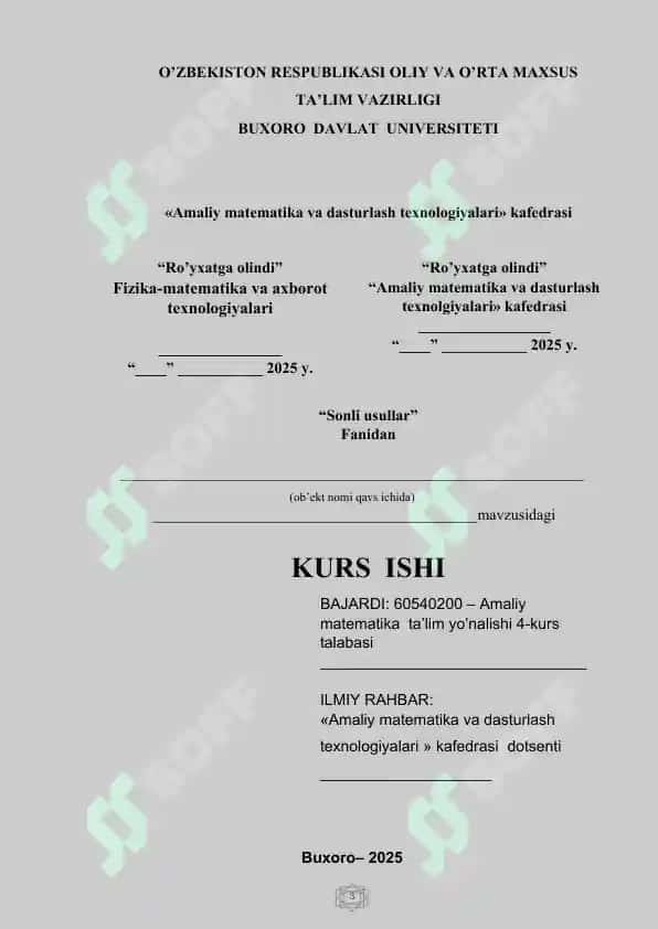 Sonli usullar kurs ishi 3