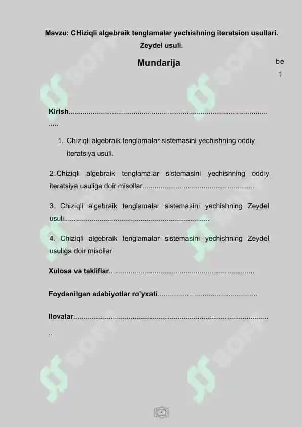 Sonli usullar kurs ishi 4