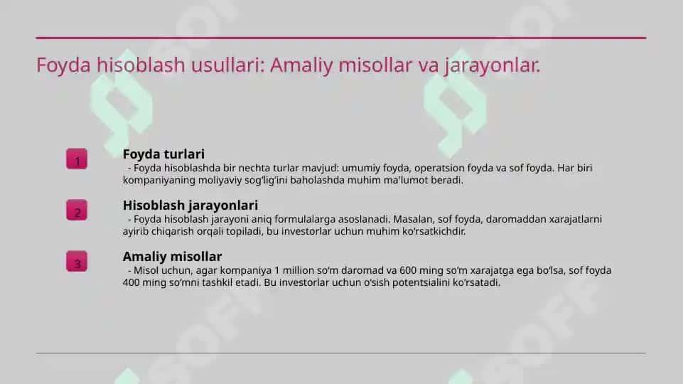 Bir aksiyaga to‘g‘ri keluvchi foyda va uning ahamiyati 4