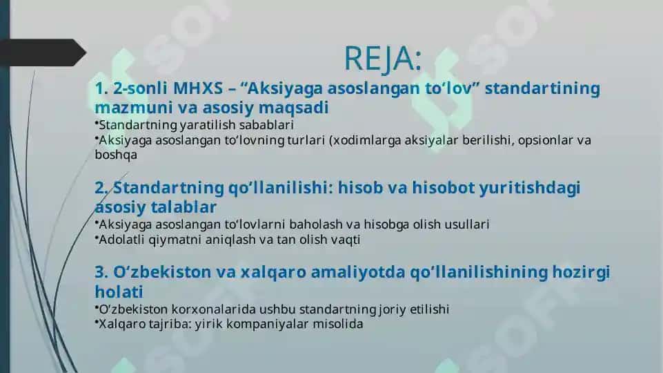 2-SON “AKSIYAGA ASOSLANGAN TO’LOV”MHXS (IFRS)NING MAQSADI VA AMALIYOTDA QO’LLANILISHNING HOZIRGI HOLATI 2