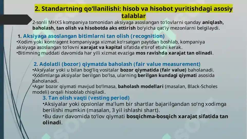 2-SON “AKSIYAGA ASOSLANGAN TO’LOV”MHXS (IFRS)NING MAQSADI VA AMALIYOTDA QO’LLANILISHNING HOZIRGI HOLATI 8