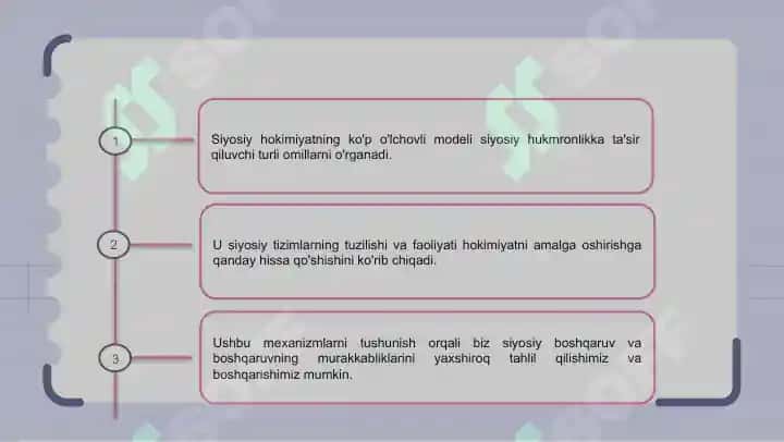 Siyosiy hokimiyatning ko'p o'lchovli modeli 3