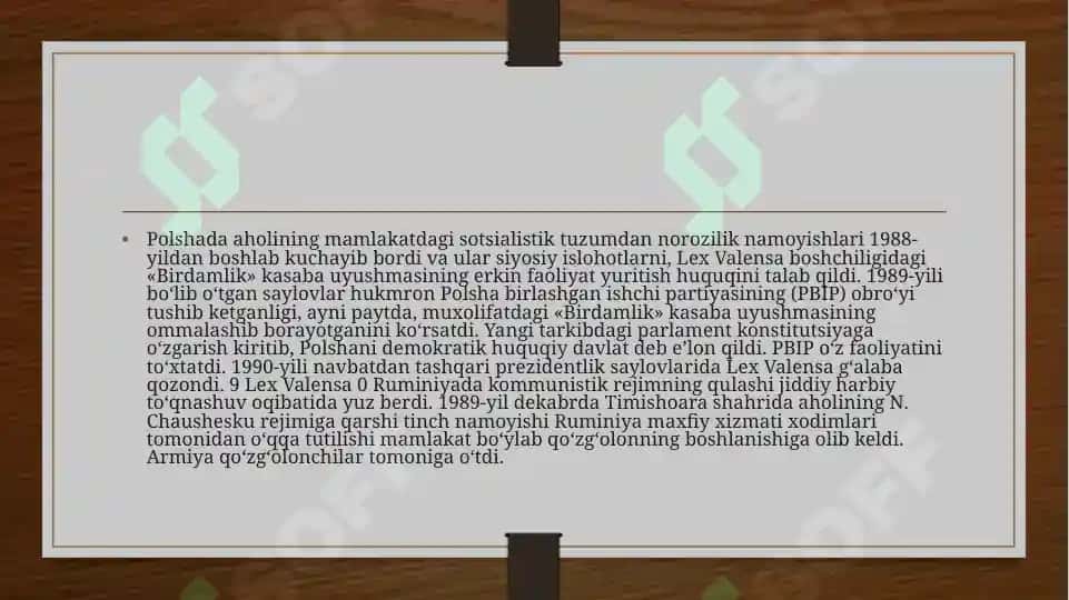 Sharqiy Yevropa Mamlakatlari Davlatdagi Demokratik Inqiloblar va Sotsialistik Lagerning Parchalanishi 2