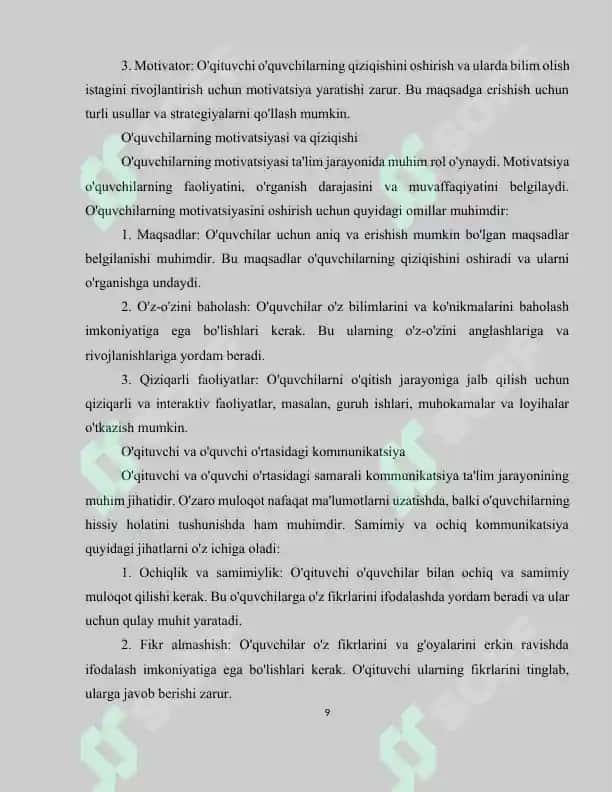Òqitish inson faoliyatining maxsus turi sifatida 8