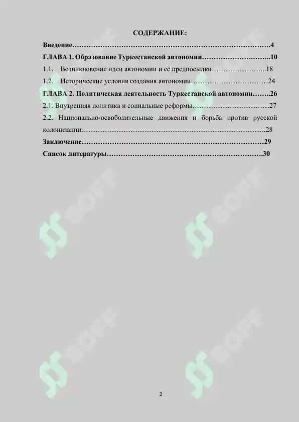 Курсовая работа "Туркестанская автономия (1917-1918г)" 2