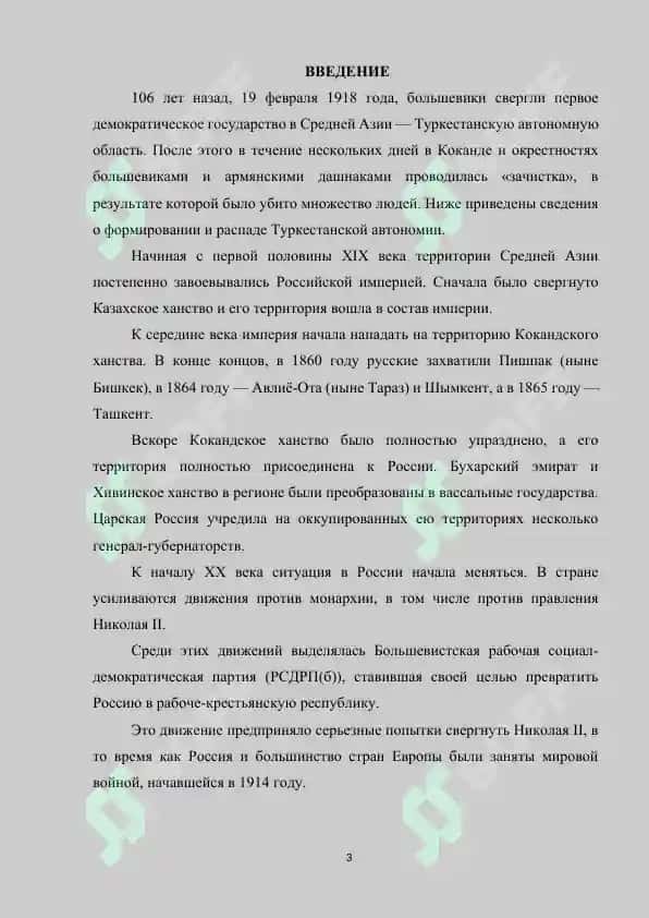 Курсовая работа "Туркестанская автономия (1917-1918г)" 3