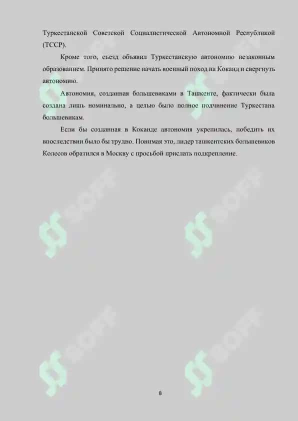 Курсовая работа "Туркестанская автономия (1917-1918г)" 8