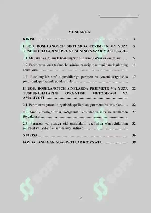 Boshlang‘ich sinflarda perimetr va yuza tushunchalarini o‘rgatish metodikasi 2