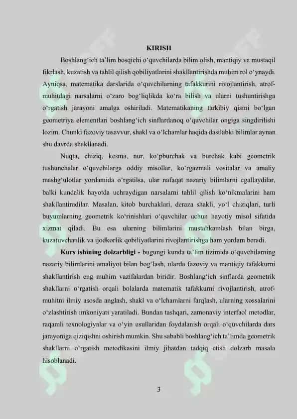 Boshlang‘ich sinflarda geometrik shakllarni (nuqta, chiziq, kesma, nur, ko‘pburchak, burchak) o‘rganish usullari. 3