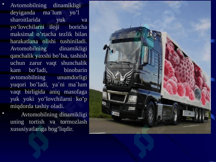 Transport vositalarida yuk va yo’lovchi tashish to’g’risida asosiy tushunchalar. 7